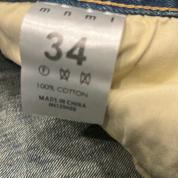 Mens MNML skinny denim size 34 slit knees, zippered leg opening - Picture 3 of 3